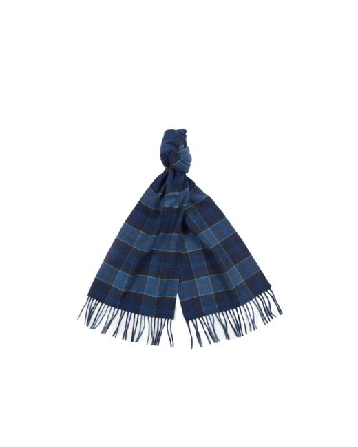Barbour Blue Plaid Wool Scarf for men