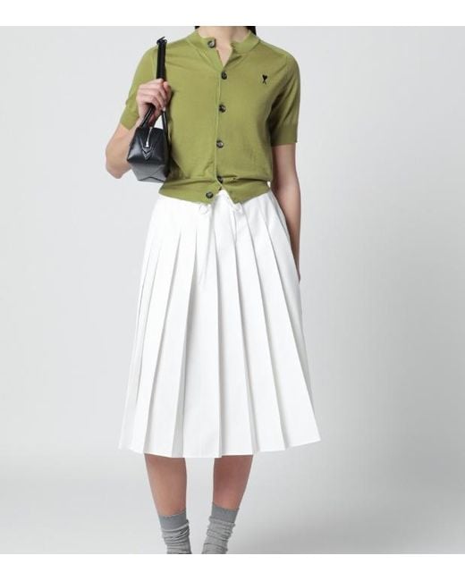 AMI Green Ami De Coeur Short-Sleeved Cardigan