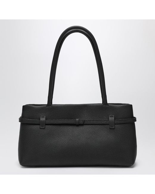 MANU Atelier Black Buckle-Strap Tubular-Handles Tote Bag
