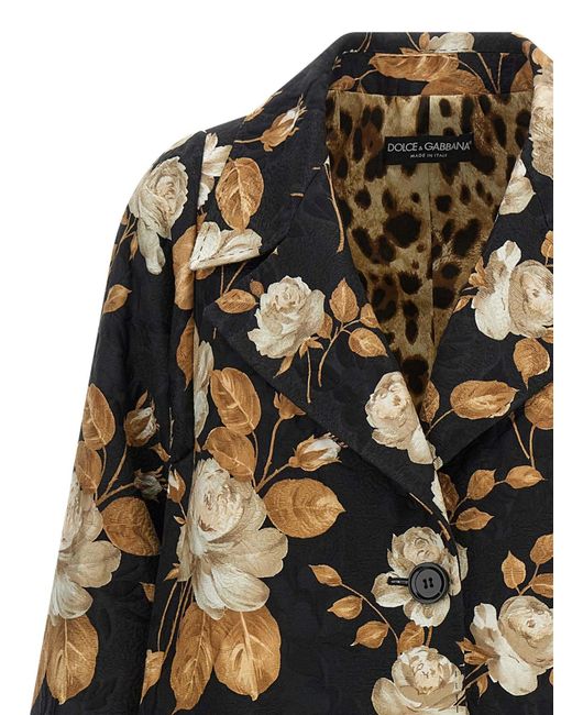 Dolce & Gabbana Black Brocade Coat