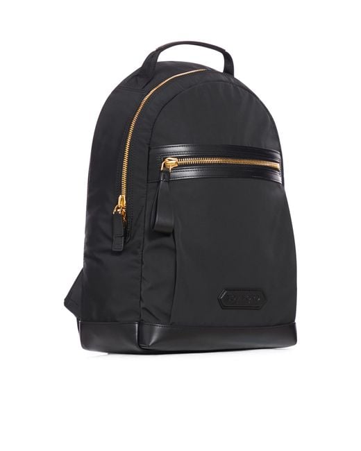 Tom Ford Black Logo-Patch Zipped Backpack for men