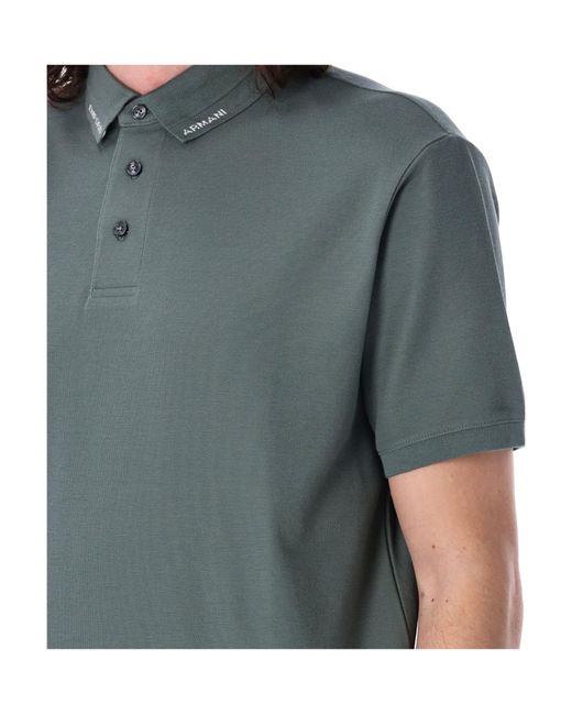 Emporio Armani Blue Piquet Polo Shirt for men