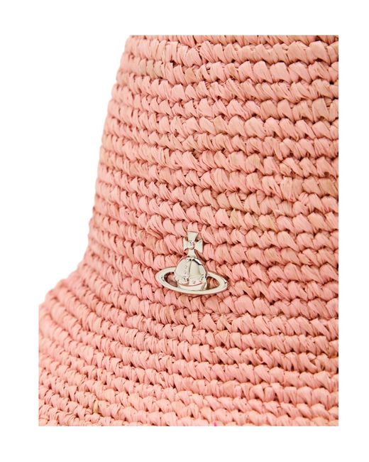 Vivienne Westwood Pink Orb Raffia Bucket Hat