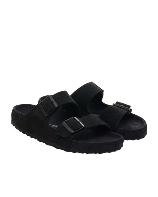 Birkenstock Black Slip On Buckled Slides for men