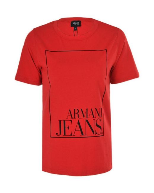 Armani Jeans Red Logo Printed Pattern T-Shirt