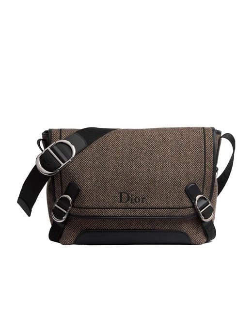 Dior Black Medium Jett Messenger Bag With Flap for men