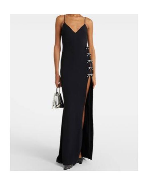 Elie Saab Black Embellished Bow-Detail Cady Gown