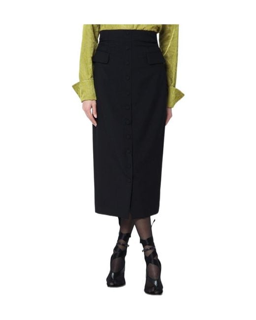 Dries Van Noten Black Wool And Mohair Midi Skirt