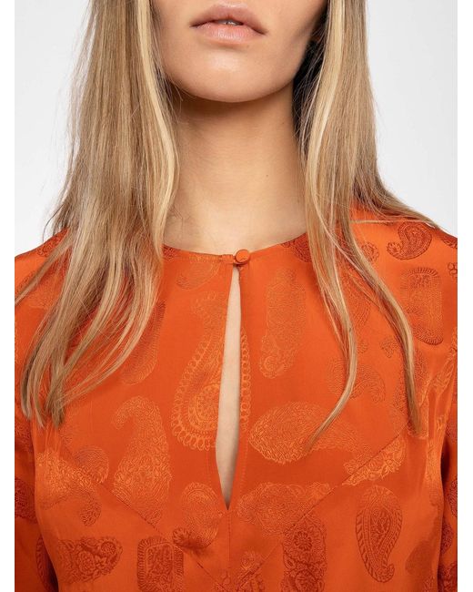 Zadig & Voltaire Orange Paisley Midi Dress