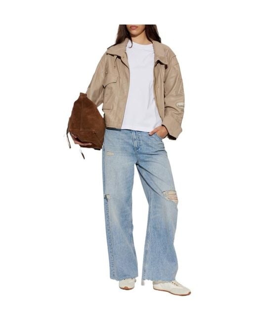 AllSaints Blue Aki Distressed Wide-Leg Jeans