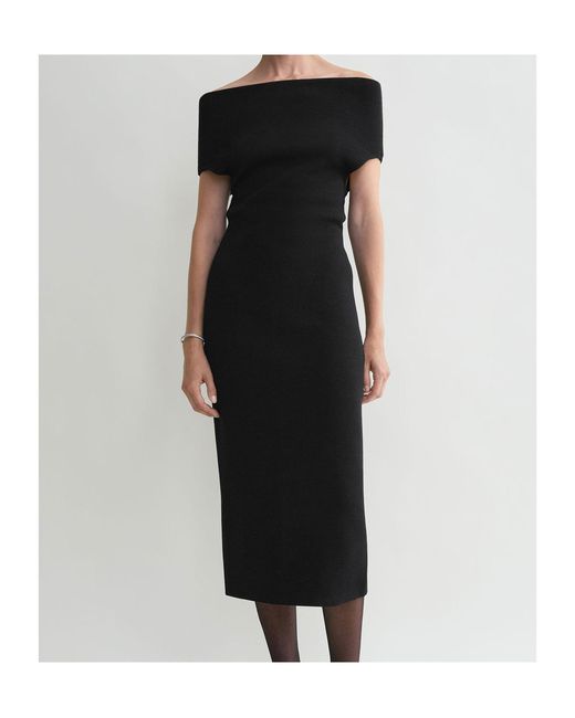 Totême Black Totême Off-Shoulder Dress