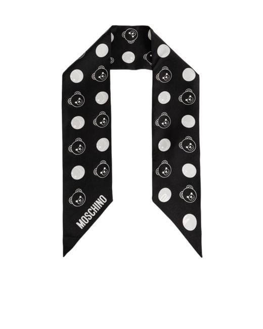 Moschino Black Polka Dot Teddy Logo Scarf for men