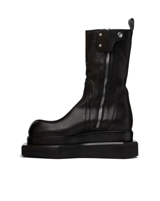 Rick Owens Black Round-Toe Mid-Calf Boots for men