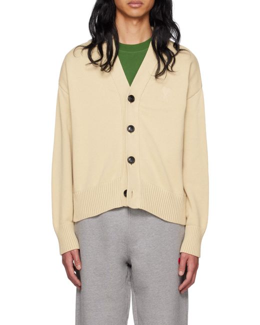 AMI Natural Ami De Coeur Button-Up Cardigan for men