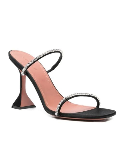 AMINA MUADDI Black Gilda Crystal Sandals