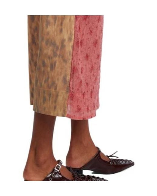 Ganni Pink Lightweight Printed Midi Skirt
