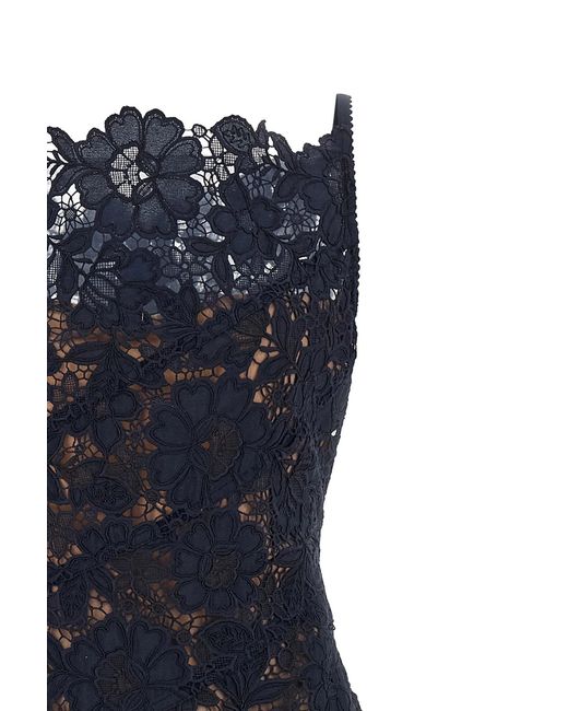 Self-Portrait Blue Spiral Lace Midi Dress