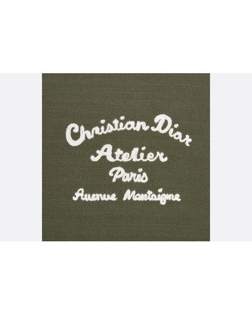 Dior Green Homme Logo Embroidered Polo Shirt for men