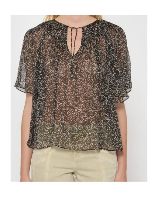 Isabel Marant Gray Isabel Marant Étoile Neslya Floral-Printed Tie-Fastened Blouse