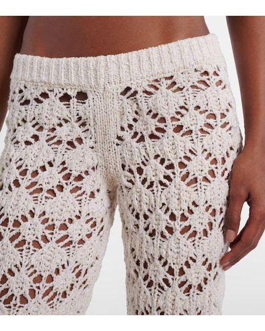 Alanui White Lagoon Romance Crochet Flared Pants
