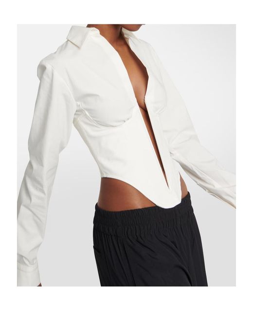 Dion Lee White V-Neck Zip-Up Hoodie
