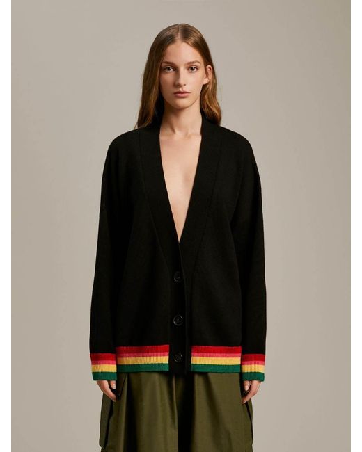 Palm Angels Black Miami Logo V-Neck Cardigan