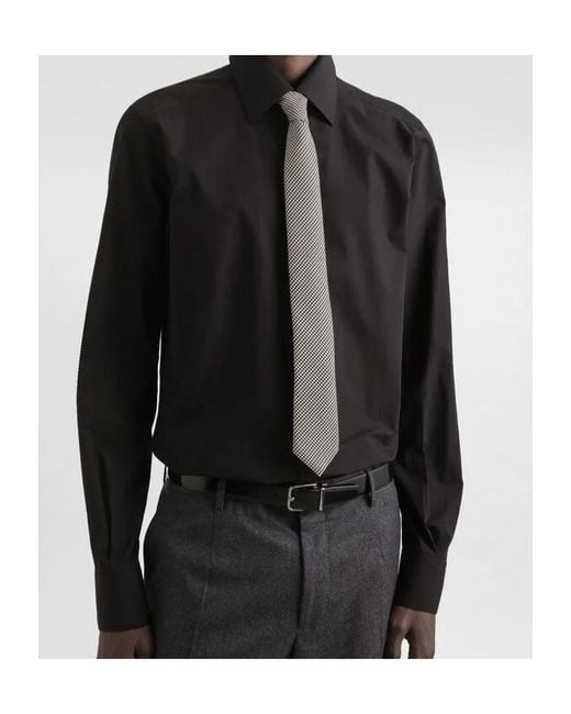 Dolce & Gabbana White Houndstooth Patterned Tie for men