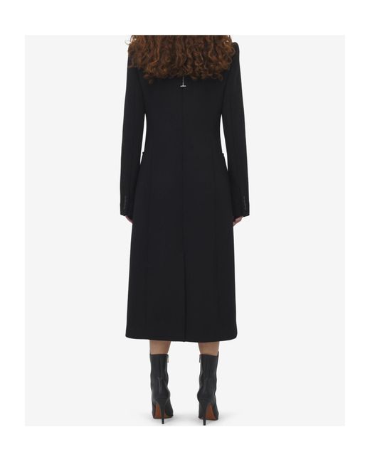 McQueen Black Stacked Shoulder Tailored Coat