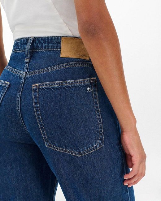 Rag & Bone Blue High-Rise Wide-Leg Jeans