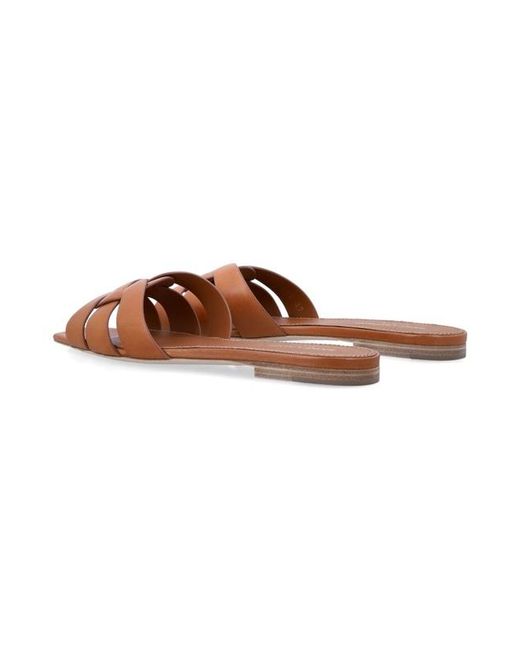Saint Laurent Brown Tribute Slip-On Flat Sandals