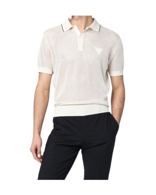 Prada White Logo Embroidered Short-Sleeved Polo Shirt for men