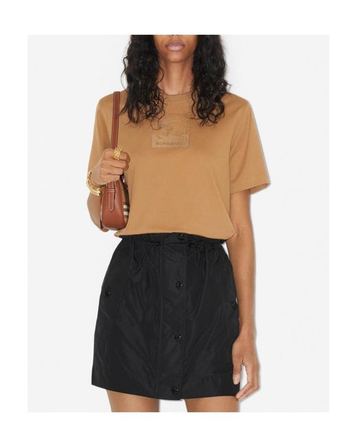 Burberry Brown Equestrian Knight-Printed Crewneck T-Shirt