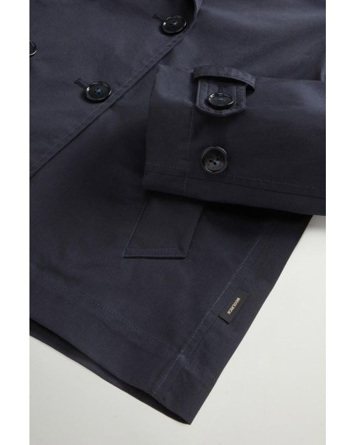 Woolrich Blue Double Brested Long Sleeved Peacoat