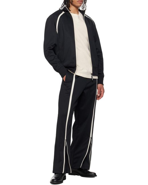 Palm Angels Black Central Zipped Track Pants for men