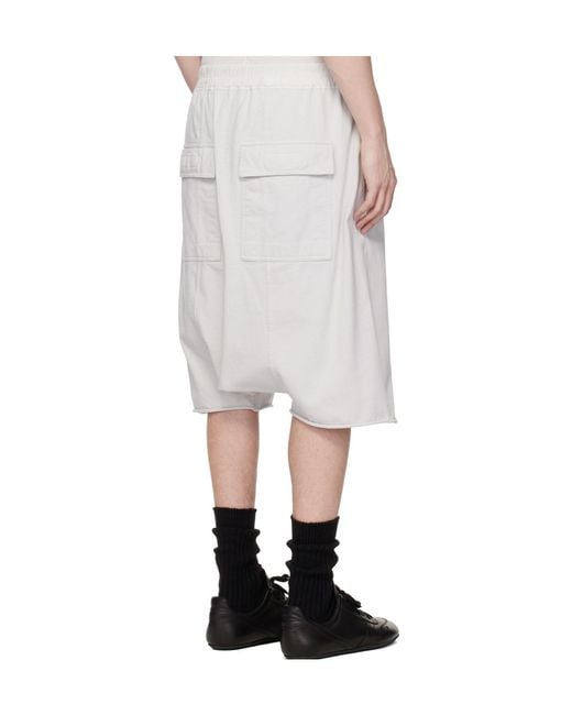 Rick Owens Gray Temple Drawstring Shorts for men