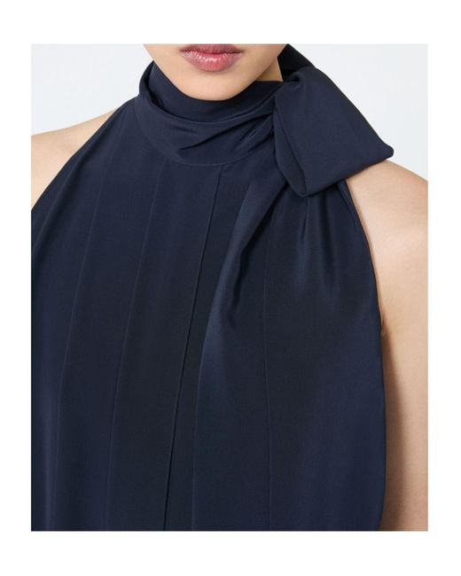 Max Mara Blue Pleated Silk Top