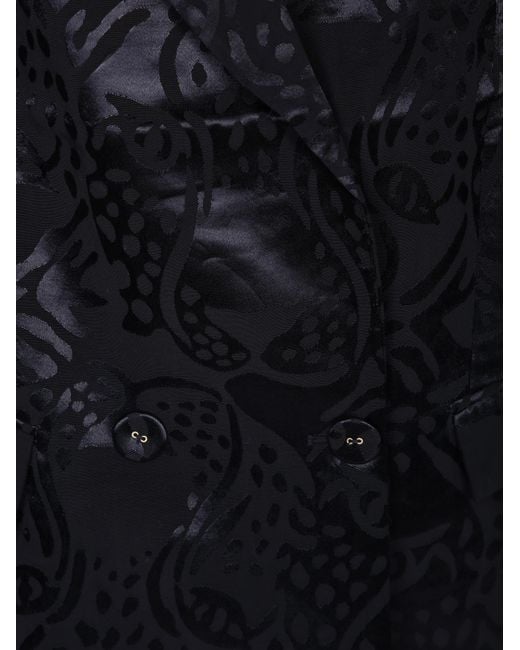 Farm Rio Blue Patterned Double-Breasted Jacket