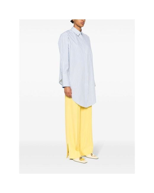 Victoria Beckham White Long-Sleeved Striped Shirt