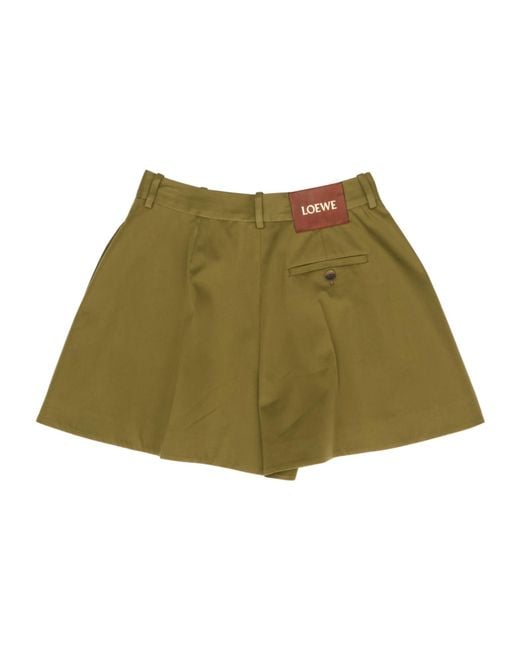 Loewe Green Trapeze Mid-Rise Shorts