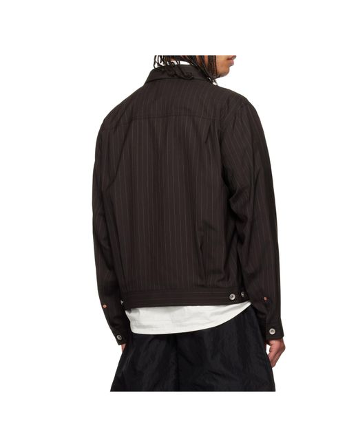 Sacai Black Striped Casual Jacket for men