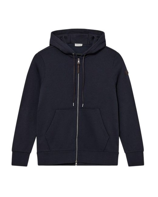 Moncler Blue Logo-Appliqué Zipped Hoodie for men