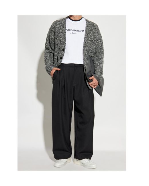 Dolce & Gabbana Gray V-Neck Knitted Cardigan for men
