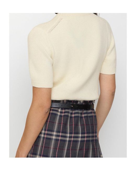 Burberry Natural Wool-Cashmere Short-Sleeve Sweater