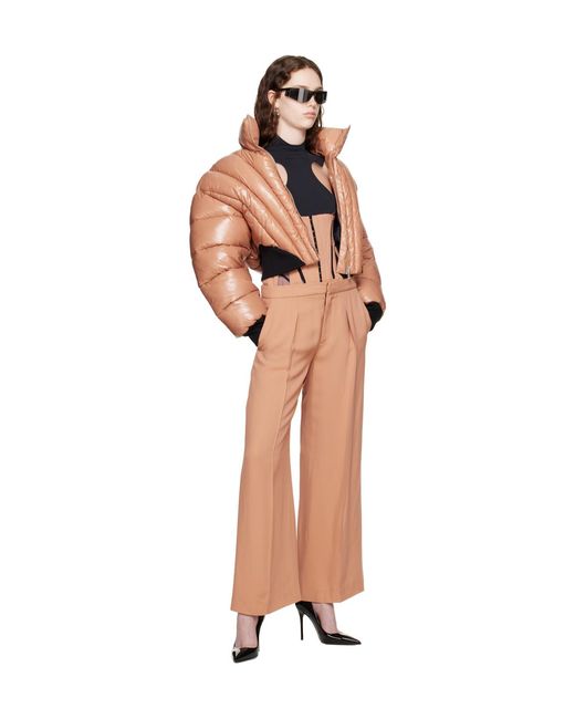Mugler Natural Waist Stitching Casual Pants