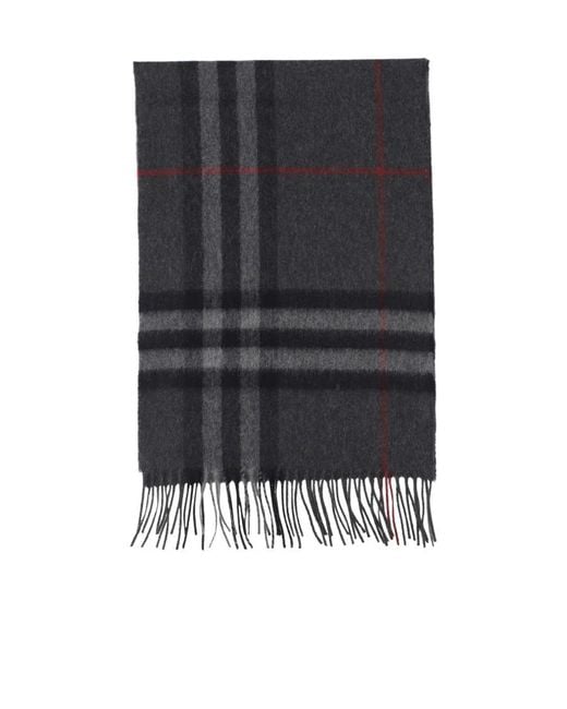 Burberry Black Checked Fringed-Edge Scarf for men