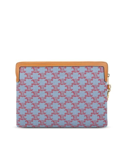 Céline Blue Small Pouch With Strap Cuir Triomphe