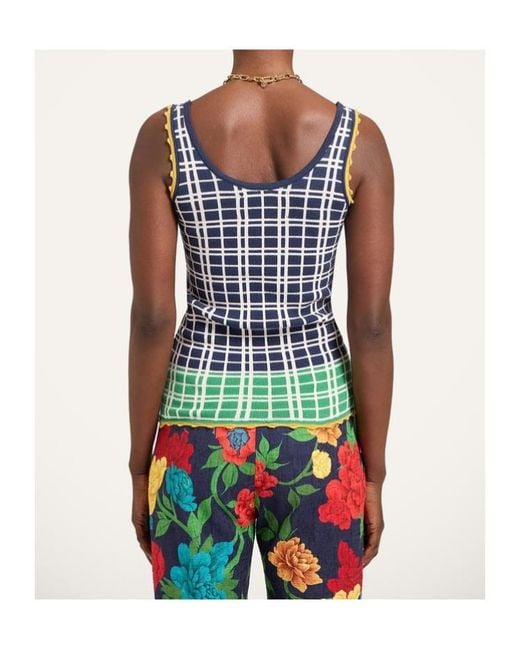 LaDoubleJ Blue Check Ribbed Top