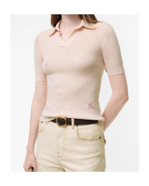 Burberry Natural Rain Short-Sleeve Knitted Top