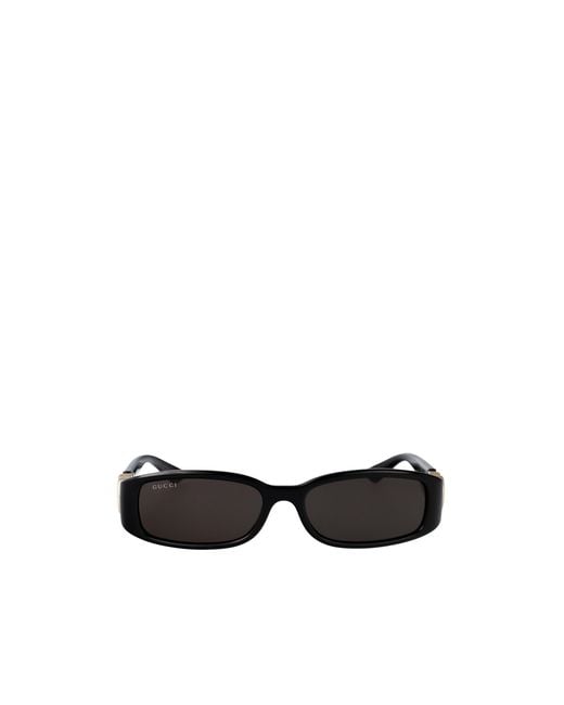 Gucci White Eyewear Rectangular Logo Sunglasses