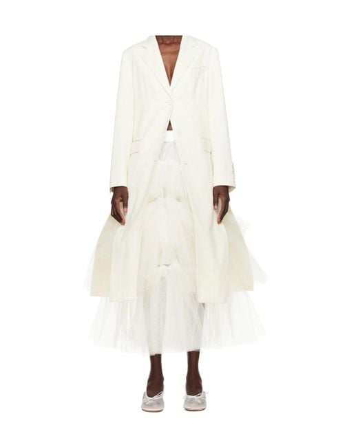 Simone Rocha White Cut-Out Bow Detail Coat